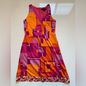 Girlfriend by Silversilk Geometric Dress Pink Orange Size M‎ SILK Soft & Satiny